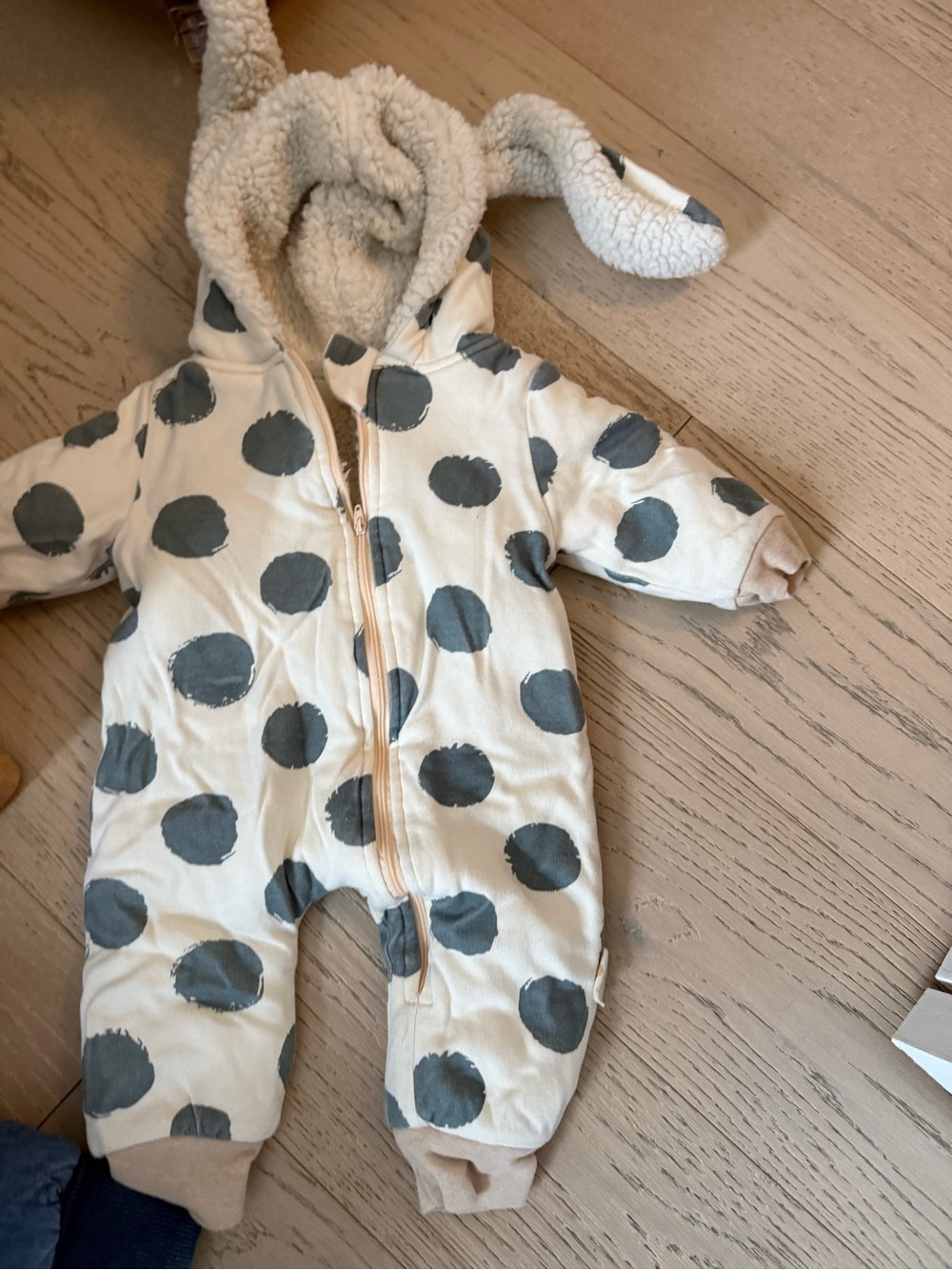 Cream Polka Dot Baby One-Piece Snowsuit